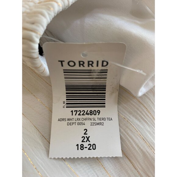 Torrid White Gold Chiffon Tiered Midi Dress Size 2X Adj Straps Smock NWT RA10137 - Picture 13 of 13